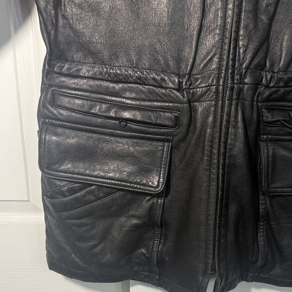 Kenneth Cole Reaction Black Leather Field Jacket - Picture 3 of 13